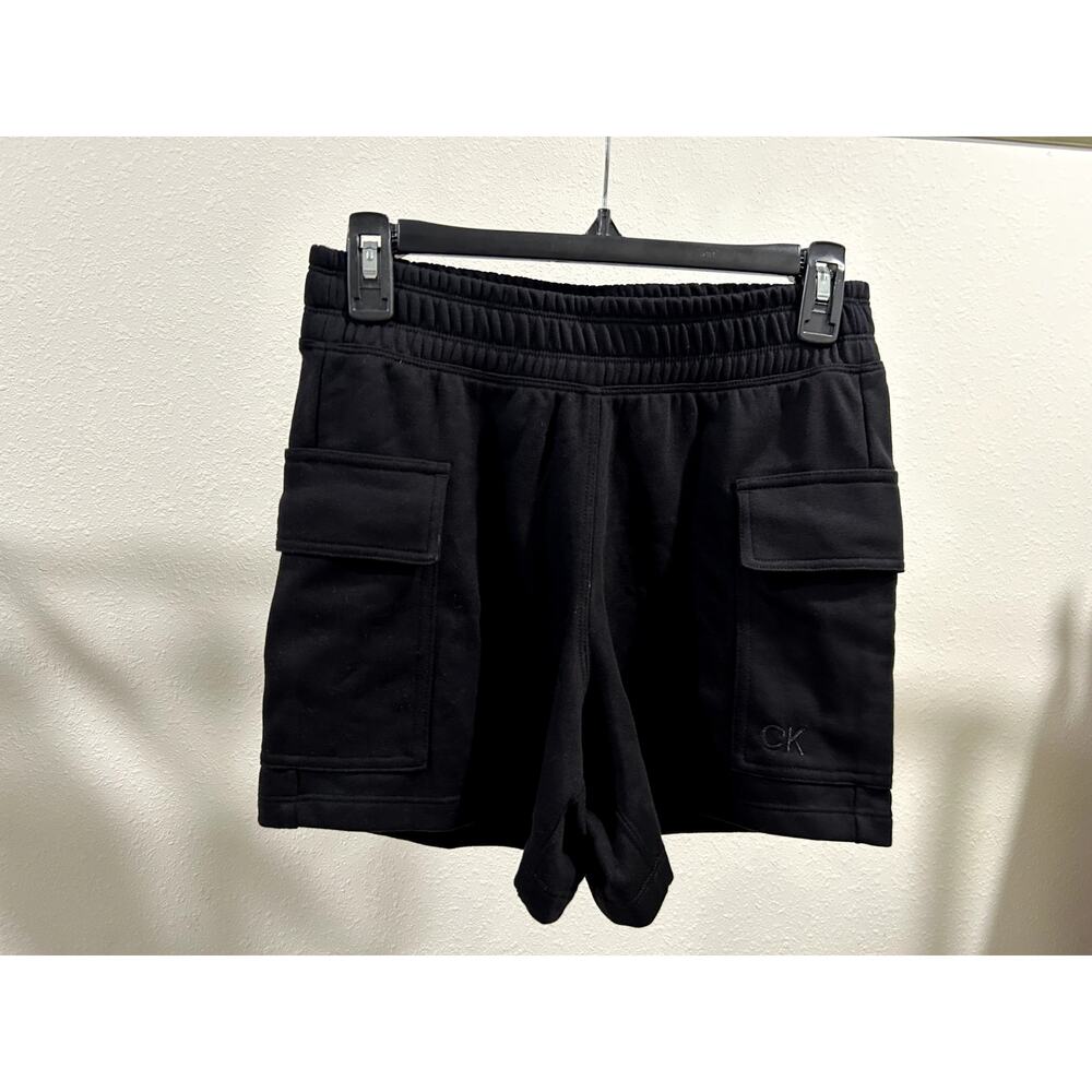 Calvin Klein Performance Cargo Shorts Womens XS Black Pull-On Cotton Gym Casual